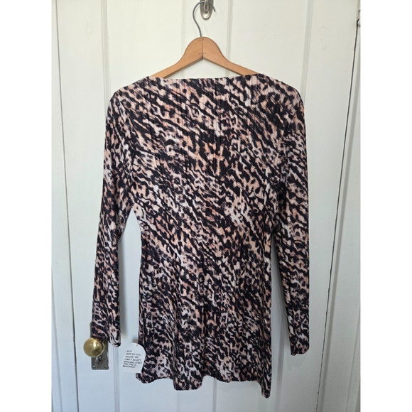 NWT Topshop Crinkle Plisse Long Sleeve Dress Brown Leopard Print Mob Wife Size M - Picture 10 of 10